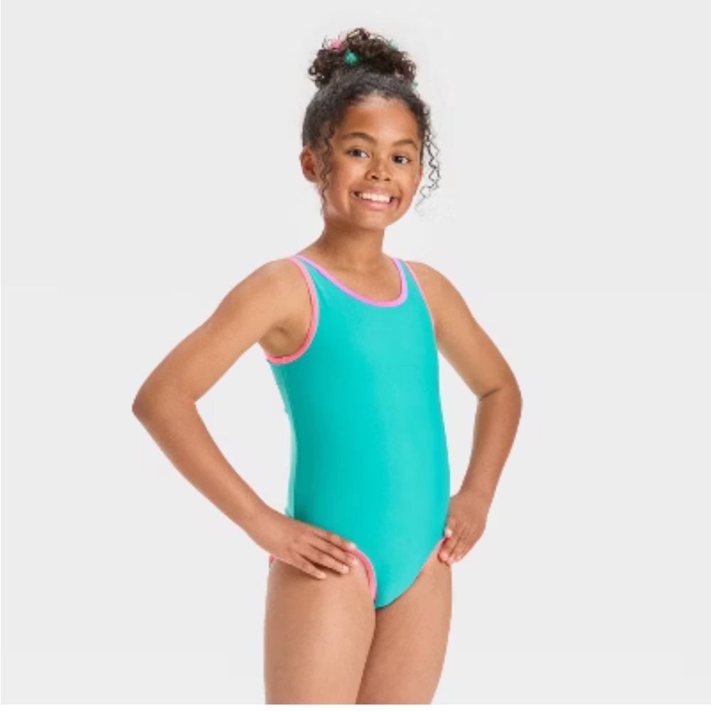 Cat & Jack Kids Swim One Piece - Blue and Pink new size M
